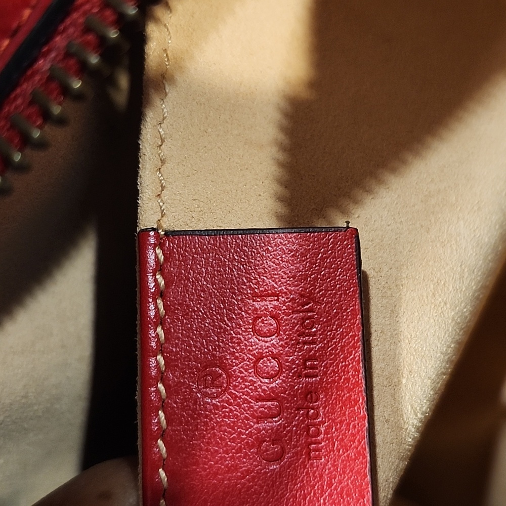 Gucci Marmont Red Camera Bag Chevron Quilt Leather Crossbody Bag W/Gold Accents - Picture 13 of 16